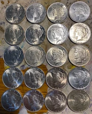 Lot of 5 1922-1935 90% Silver Peace American Dollars - Uncirculated Mixed Dates