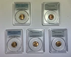 5 Coin Lincoln Cents Lot PCGS Gems 1941 to 1951 ~ 16% Discount Off Price Guides