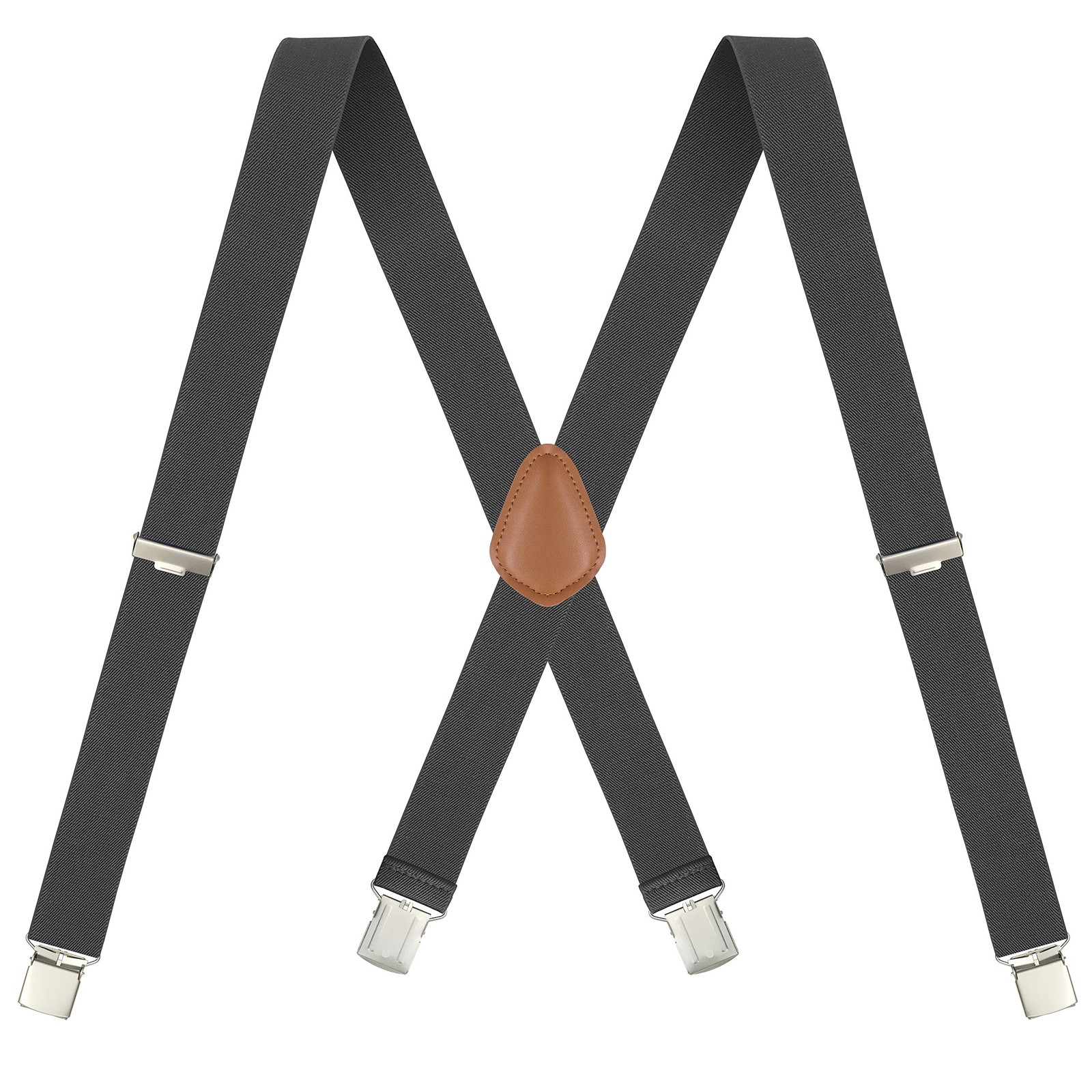 Men's X-Back 1.4 Inches Wide Heavy Duty Clips Adjustable Suspenders, Gray