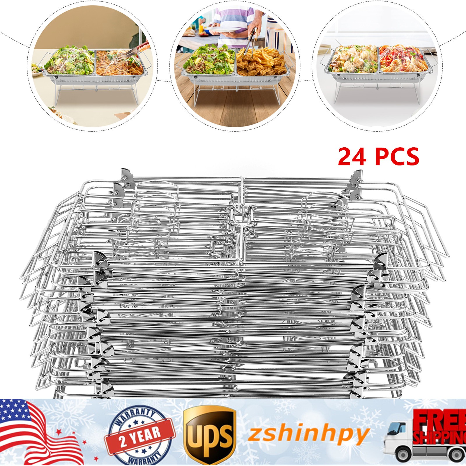 24 Pack Chafing Wire Rack Buffet Stand Full Size Chafing Food Warmer Dish Stand