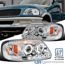 Fits 1997-2003 Ford F150 Expedition Halo Projector Headlights Led Bar Head Lamps
