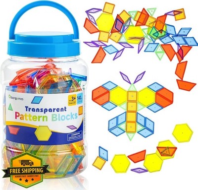 Odoorgames 140 Pcs Translucent Pattern Blocks Shapes Light Table