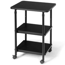Costway 3-Tier Rolling Adjustable Printer Cart Machine Stand Storage Rack Black