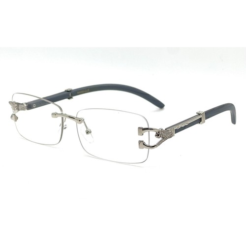Rimless Glasses Men's Rectangle Frame Designer Fashion Eyeglasses Clear Lens New - Picture 2 of 5