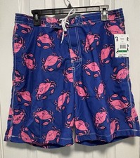Trunks Surf Swim Co. Men's Large Blue Swim Trunks with Pink Crab NWT