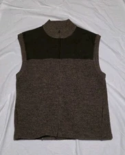 Woolrich Woodchip Wool Full Zip Sweater Vest Mens Large 