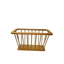 Vintage Oak Mid Century Danish Modern Spindle Magazine Rack Record Holder Mcm