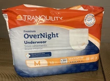 Tranquility Disposable Premium OVERNIGHT Maximum Underwear Medium 18 Count