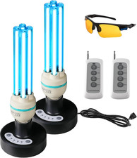 Powerful 36W UV Sanitizer Lamp 2-Pack with Remote Control  Timer, Ozone Free