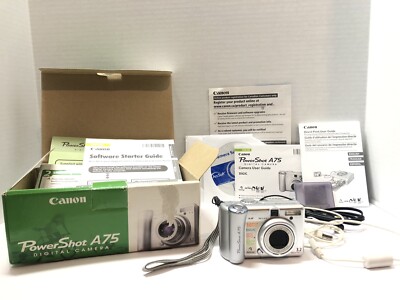 Canon Powershot A75 3.2MP Digital Point & Shoot Camera with Cord FOR PARTS Only