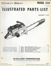 MCCULLOCH MODEL 550 CHAIN SAW January 1966 P/N 63450 Illustrated Parts List 