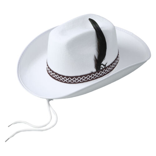 Unisex Feather Decorated Caps Soft Cowboy Hat Lace Felt Cap With Drawstring - Picture 24 of 35