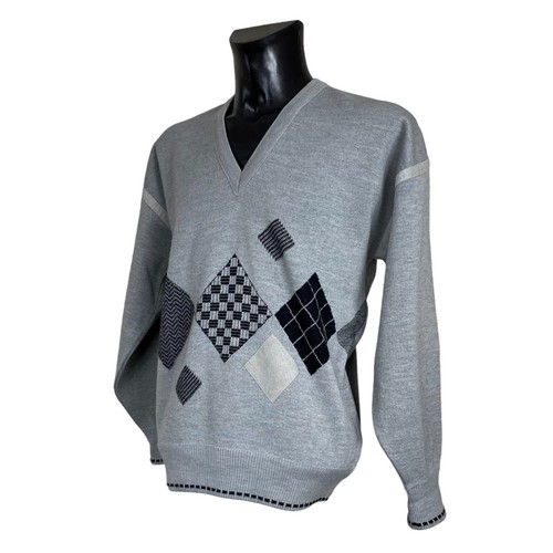 PIERRE SANGAN VTG 80'S WOOL BLEND ABSTRACT PATTERN SWEATER JUMPER. SIZE: MEDIUM - Picture 1 of 7