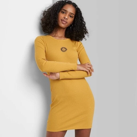 Long sleeve cheap sunflower dress