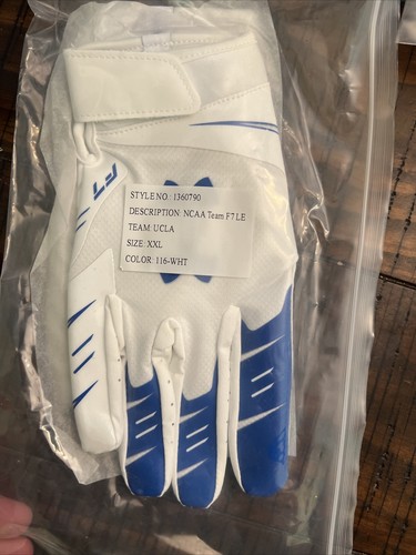 UCLA Team Issued Player Exclusive Under Armour Blue & White Football Gloves XXL - Picture 3 of 4