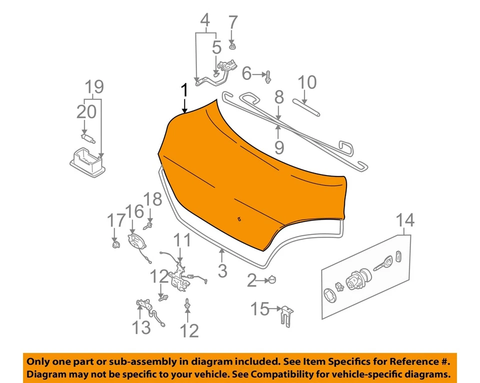 Used Deck Lid fits: 2002 Kia Rio w/o spoiler Grade A Foto 3 de 4