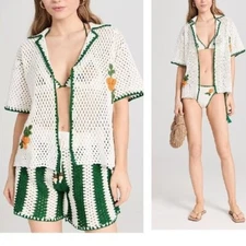 NWT RHODE HUGO WHITE HAND CROCHET TOP IN MARIGOLD CROCHET SIZE M