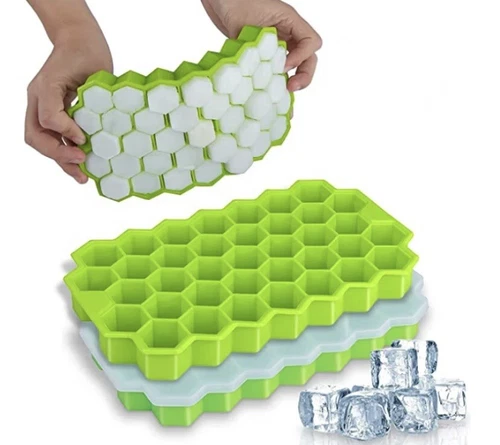 2 Stk Eiswürfelform Silikon Eiswürfelbehälter Cube 2 x 37 Gitter Mit Deckel DE - Bild 3 von 7