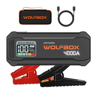 WOLFBOX JS24 4000A Portable Jump Starter Battery Pack Power Bank W/ LED ...
