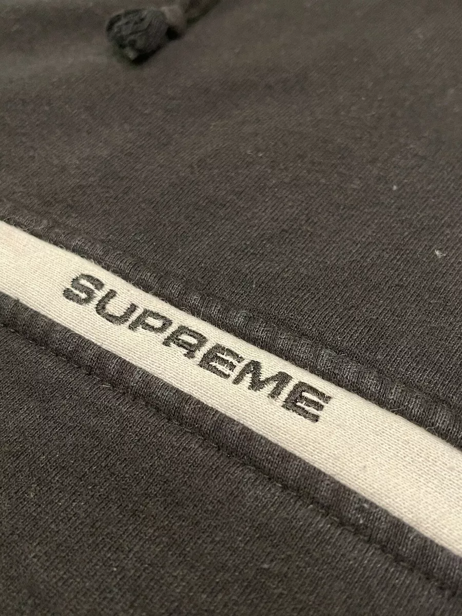 SUPREME CHEST STRIPED BOX LOGO HOODED SWEATSHIRT BLACK WHITE