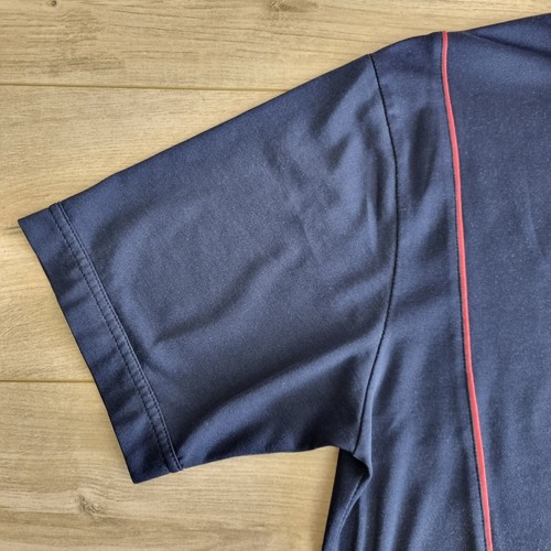 Vintage Gabicci Polo Shirt Men's Medium Navy Blue Red Stripes Short Sleeve Retro - Picture 4 of 15
