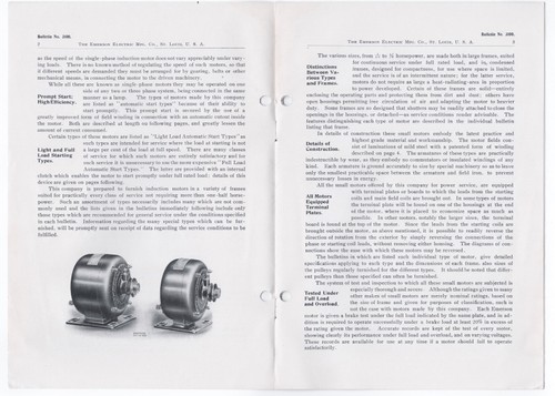 1907 TRADE CATALOG BULLETIN EMERSON ELECTRIC MFG CO SMALL INDUCTION MOTOR 7 PP - Picture 3 of 4