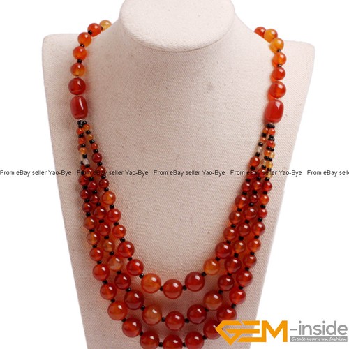8-12mm Gemstone Round Beaded Fashion Long Necklace For Women 19 Inch Handmade AU - Foto 73 di 82