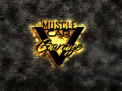 3D Muscle Car Garage LED  Wandbild Poster Aufkleber Cabrio Sportwagen Auto Licht