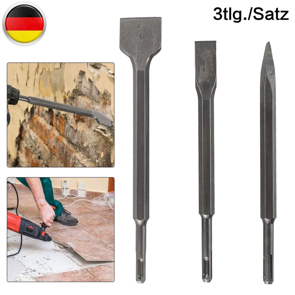 3Tlg SDS-Plus Meißel Für BOSCH-Meissel Heller Spatmeißel Spitzmeißel Flachmeißel - Bild 3 von 4