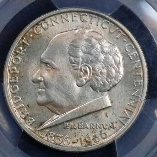Medio dólar conmemorativo Bridgeport Connecticut 1936 50c - graduación profesional MS 64 - Imagen 4 de 6