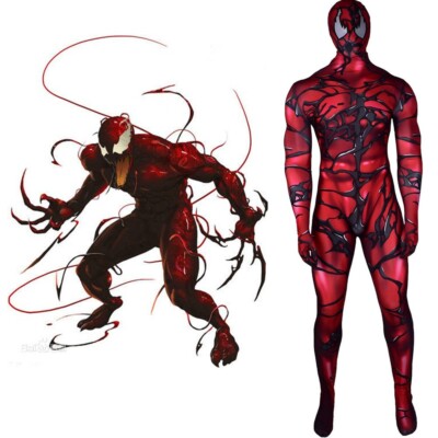 Venom 2 Carnage Jumpsuit Bodysuit with Mask Costume Cosplay Halloween
