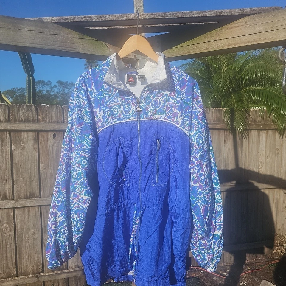 Винтажный LE COQ SPORTIF куртка ветровка женщин большой бега воды чашка печати 90-х - Изображение 3 из 4