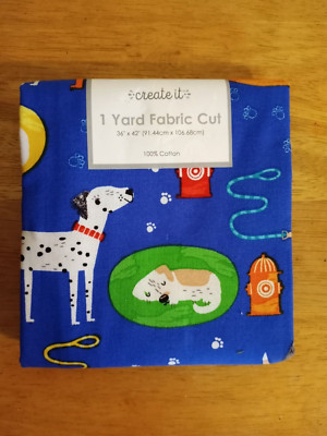 New Create it Fabric Cut, 1 Yard (36'' X 42''), Dog Pals100% Cotton