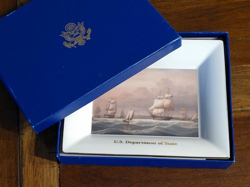 Ashtray Plate, U.S. Department Of State, View Of Boston Harbor 1852, Vintage - Picture 7 of 8
