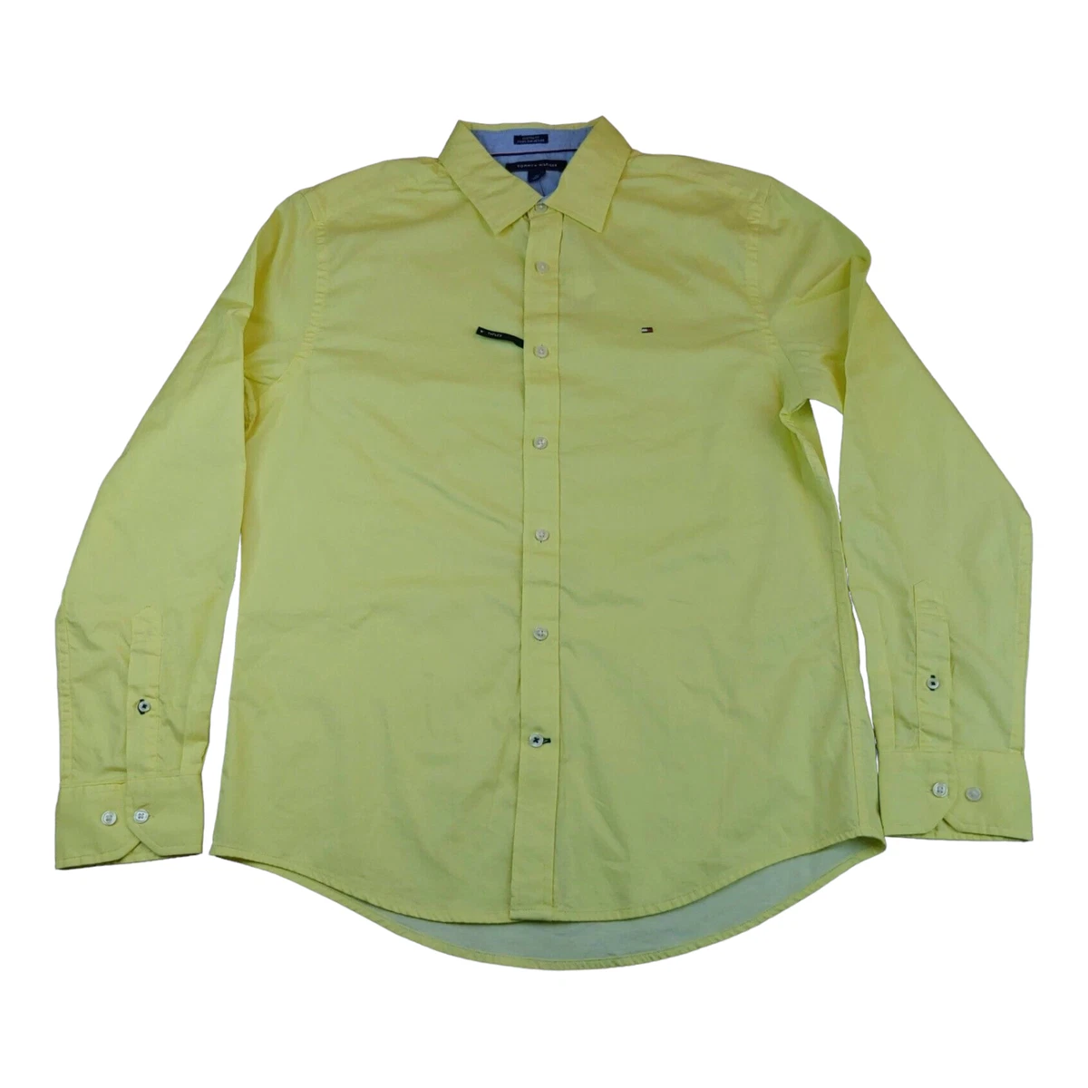 Tommy Hilfiger Men s Yellow Dress Shirt Long Sleeve Custom Fit M