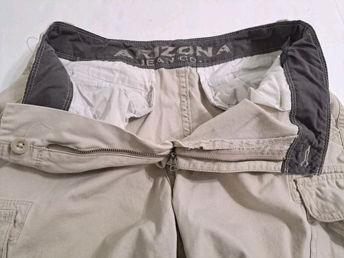 Arizona Cargo Shorts Mens 34 Khaki Safari Long Outdoor Hiking Fishing Vintage - Picture 4 of 10