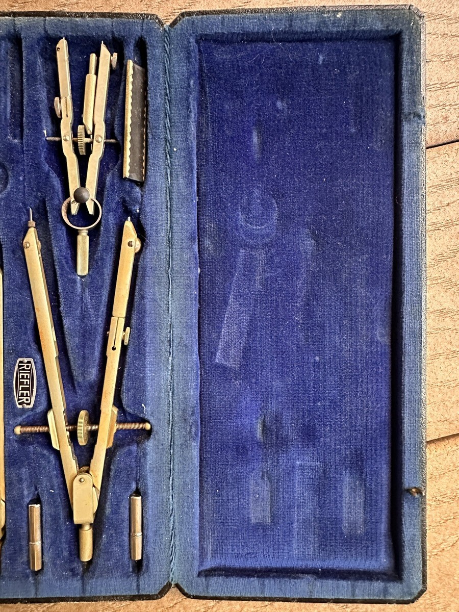 RIEFLER GERMAN 87(ドイツ製)コンパス製図用 RIEFLER Germany Vintage Drafting Tool Protractor Compass Set