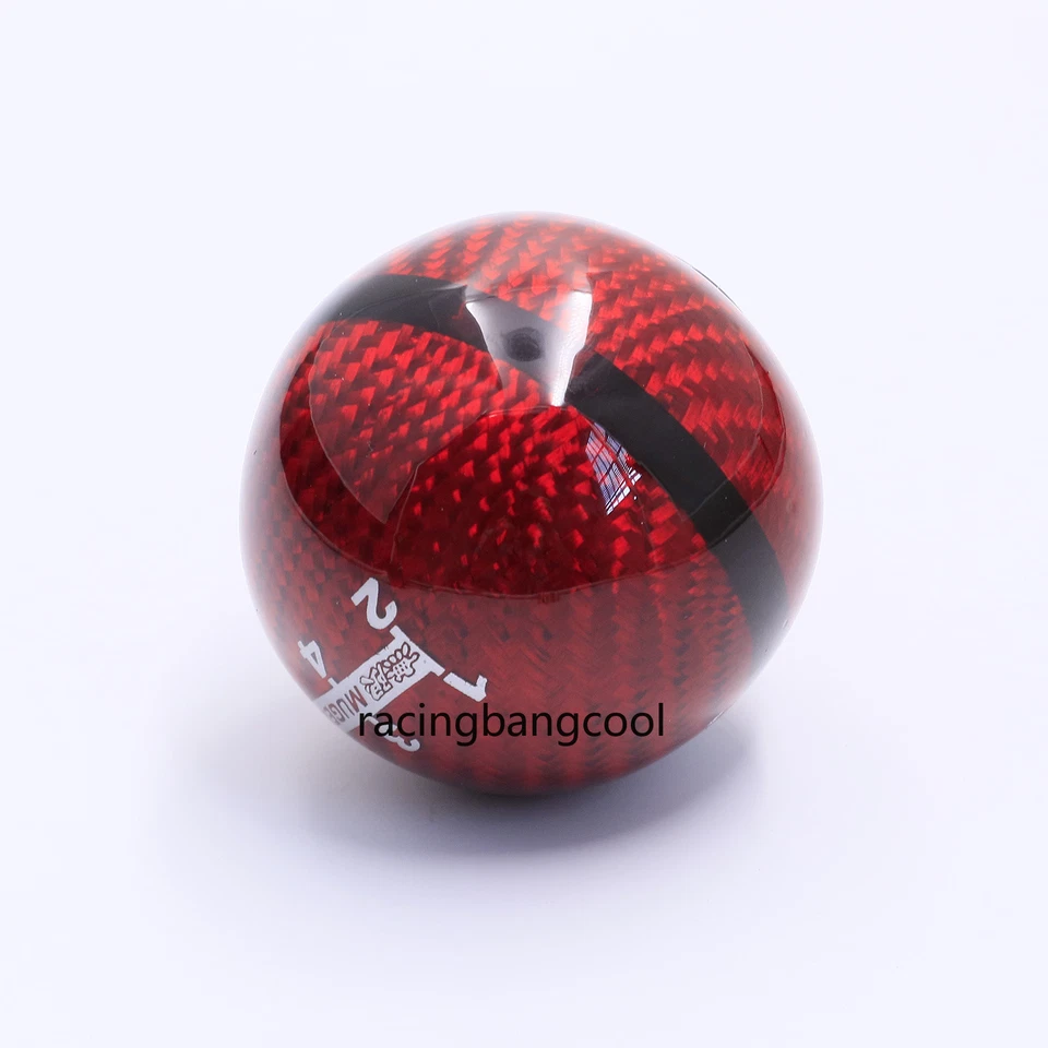 Perilla de cambio roja de fibra de carbono Mugen 6 velocidades para Honda/coche universal Foto 3 de 4