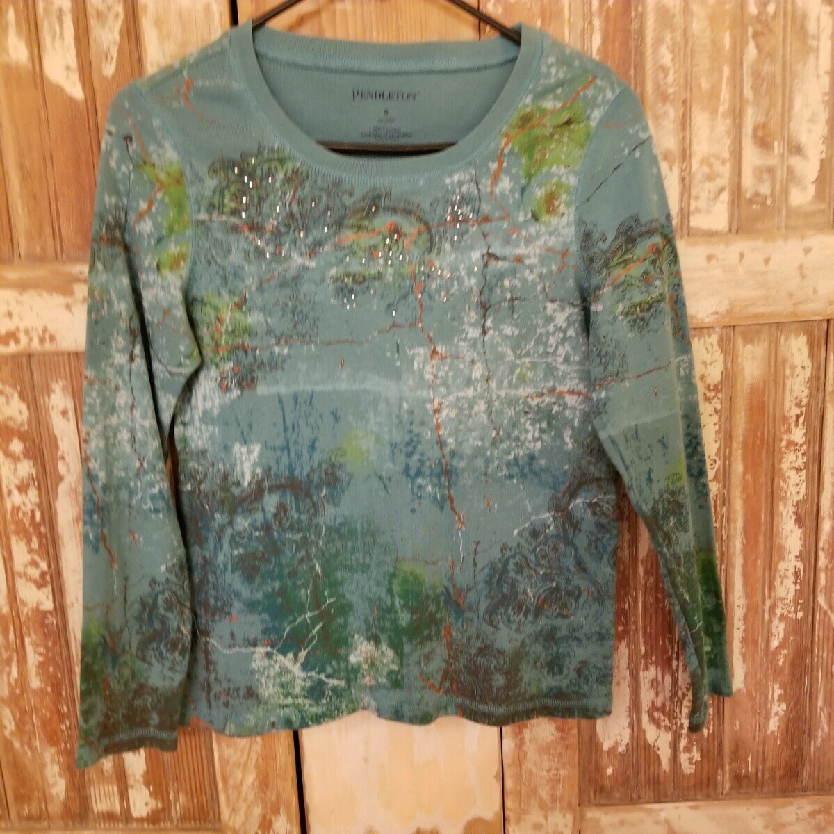 Vintage Pendleton Turquoise Glitter Tee Paired W … - image 3