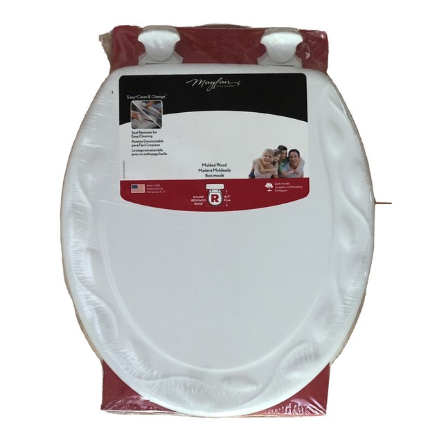 Mayfair Round White Molded Wood Toilet Seat Easy Clean & Change eBay
