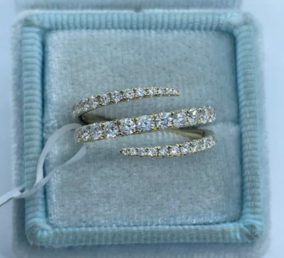 Beautiful Spiral Moissanite Wedding Ring, Open cuff Ring, Finger Wrap Ring Women