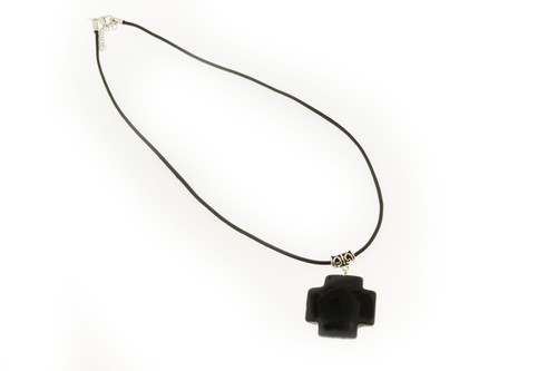 Black Onyx Necklace Unisex Artisan Cross Pendant Protection Power Jewelry - Picture 7 of 7