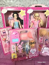 (2) Barbie My First Barbie Preschool Doll Malibu Renee 13.5" Plus 2 Outfit & Set