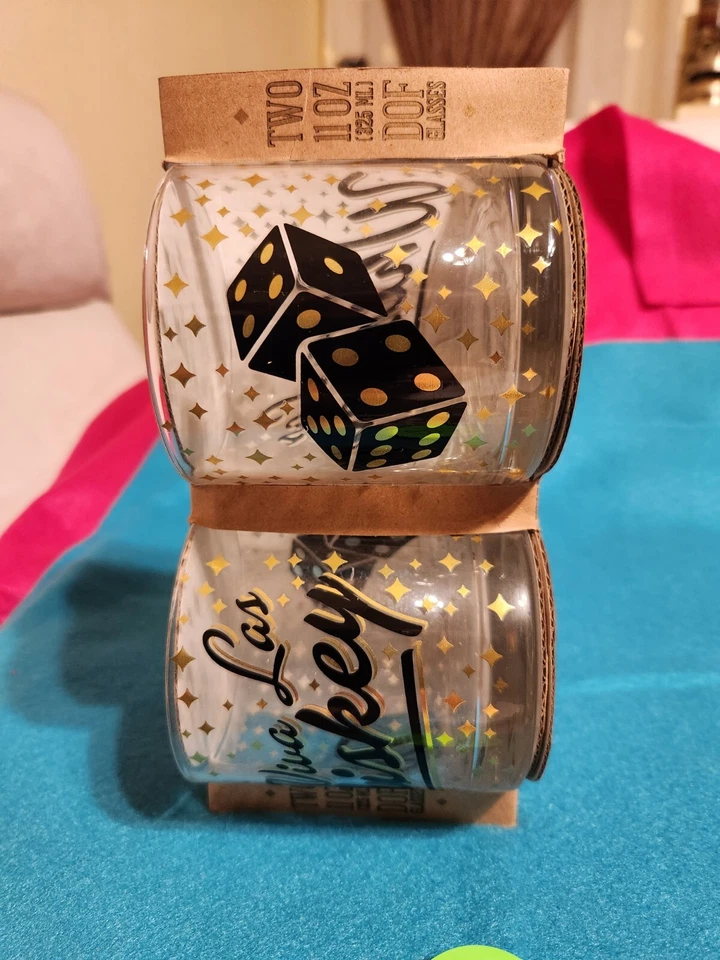 JUEGO DE 2 VASOS DOBLES ANTIGUOS DE 11 OZ. "VIVA LAS WISKEY" 1 CAJA Foto 3 de 4