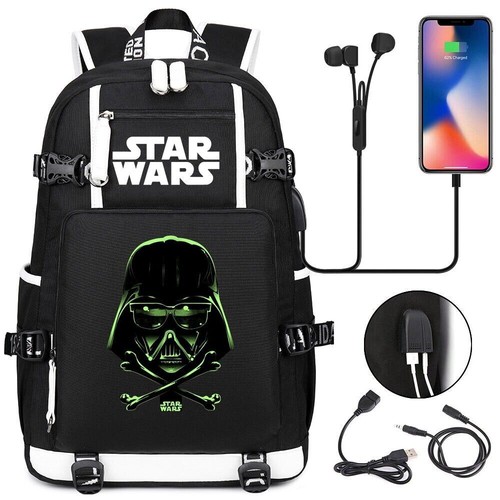 Anime Star Wars Darth Vader Yoda Mochila USB Mochila Bolsa de Viaje - Imagen 15 de 19
