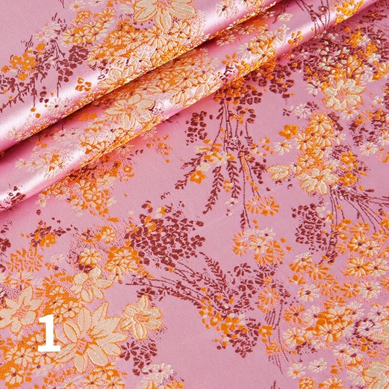 Kunstseide Satin Stoff Handwerk Brokat Damast Bestickt Geblümt Kleid 75 100cm - Bild 3 von 4