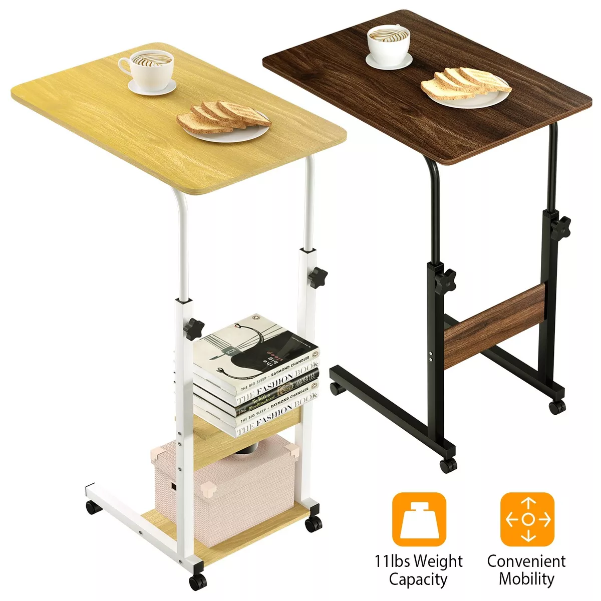 C Shaped Chair Side Table TV Tray Laptop Desk Sofa Bed Side Dinner Tray Portable