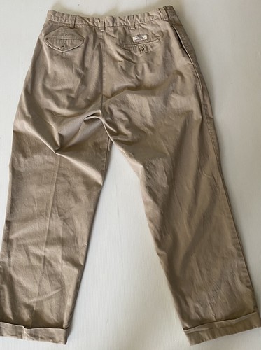 Vintage Polo Ralph Lauren Pants Mens 36x30 Khaki Pleated Chino Made In India - Picture 6 of 10