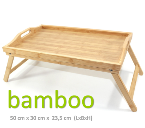 Betttablett Bambus Serviertablett Frühstück im Bett Tablett klappbar Holz Beine - Bild 3 von 13