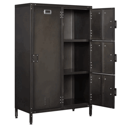 Vintage Metal Storage Cabinet 55.1 in Metal Locker Wardrobe
